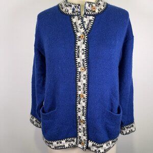 American South Side Alpaca Wool Button Cardigan Nordic Hippie Peru Knit Small